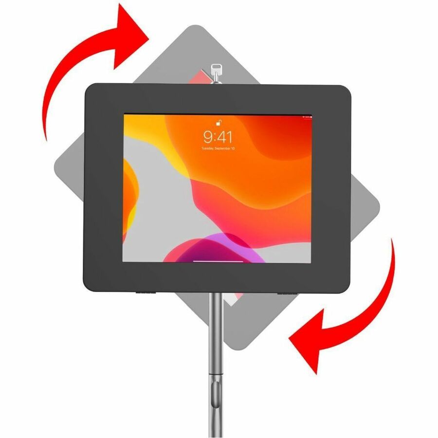 CTA Digital Compact Mobile Floor Stand with Universal Security Enclosure (Black) - Up to 1