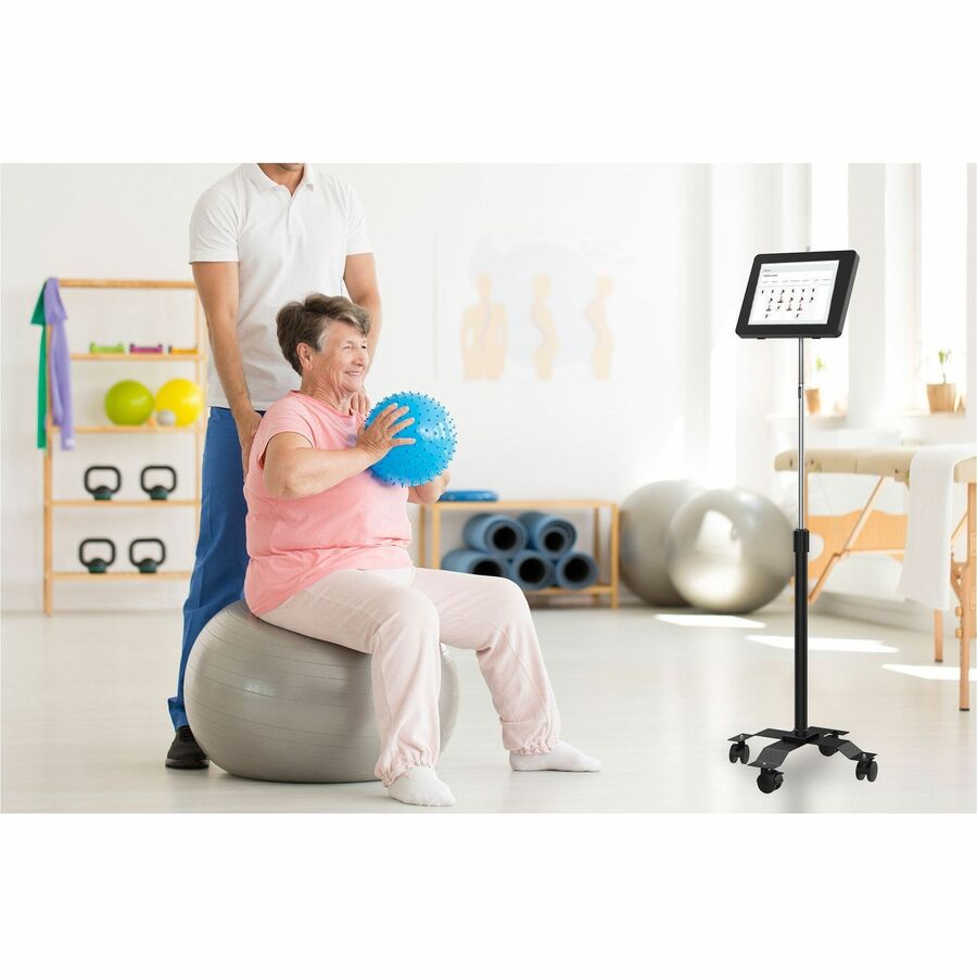 CTA Digital Compact Mobile Floor Stand with Universal Security Enclosure (Black) - Up to 1