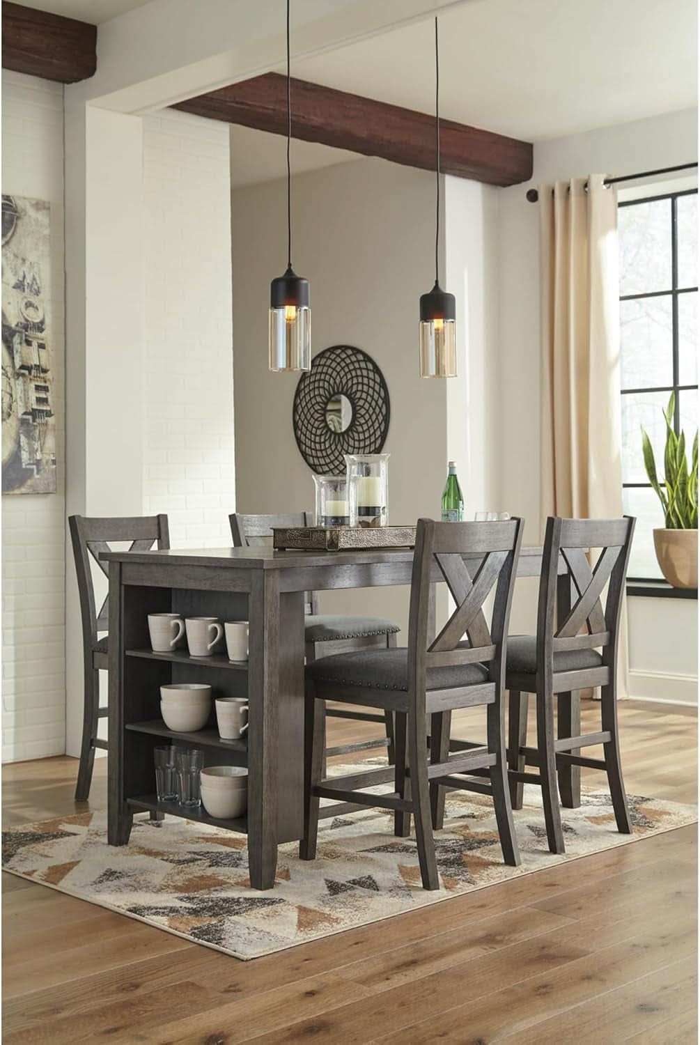 Caitbrook Gray Upholstered Counter Height Barstool Set Of 2