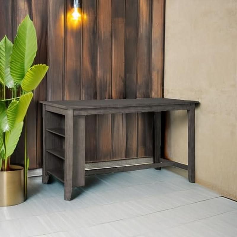 Caitbrook Rustic Counter Height Dining Table With Storage