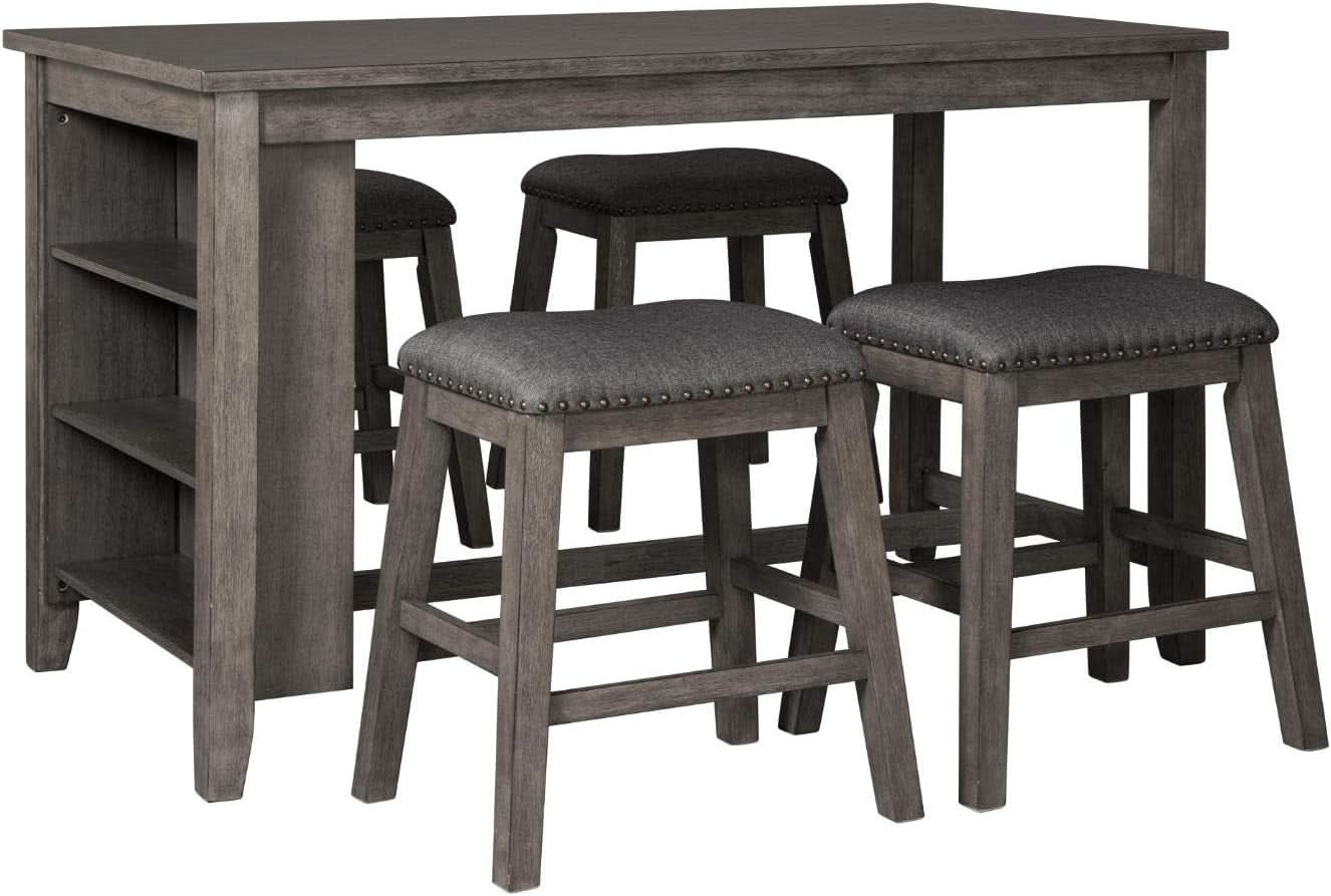 Caitbrook Rustic Counter Height Dining Table With Storage