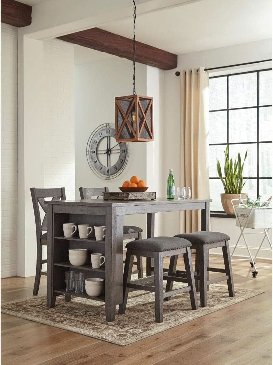 Caitbrook Rustic Counter Height Dining Table With Storage