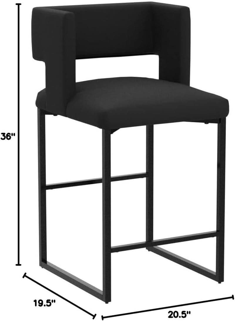 Caleb Collection Counter Height Stool Black Velvet Set Of 2