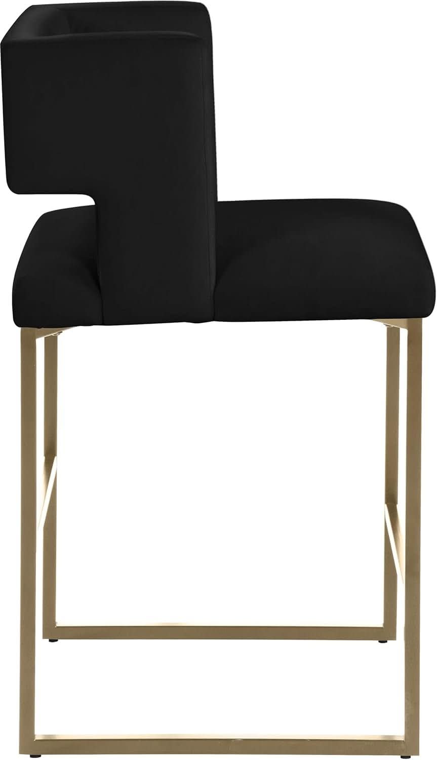 Caleb Collection Counter Height Stool Black Velvet Set Of 2