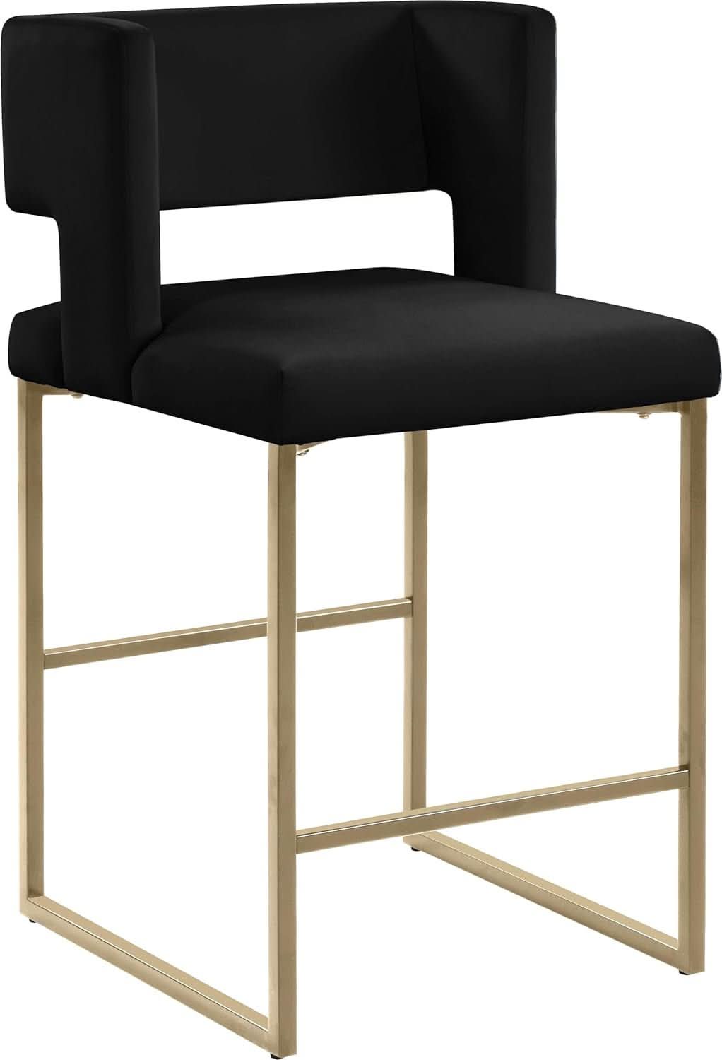 Caleb Collection Counter Height Stool Black Velvet Set Of 2