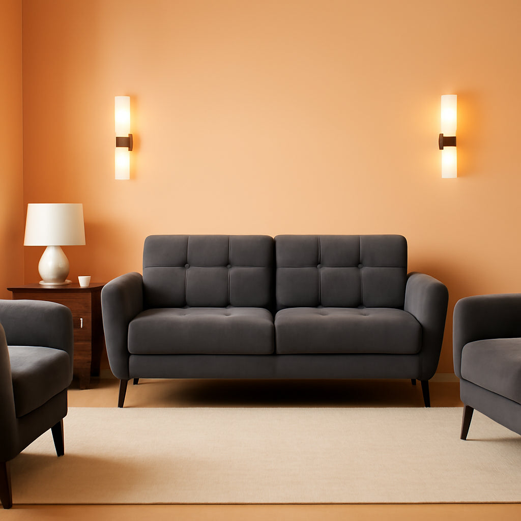 Callie Gray Velvet Sofa Loveseat Living Room Set 79 Inch Sofa 60 Inch Loveseat