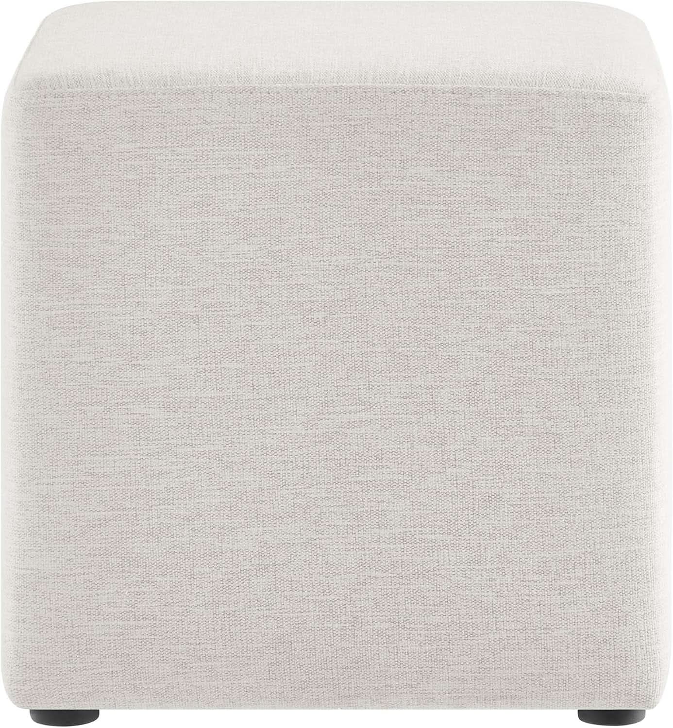 Callum 17 Inch Ivory Square Hand crafted Textured Woven Ottoman