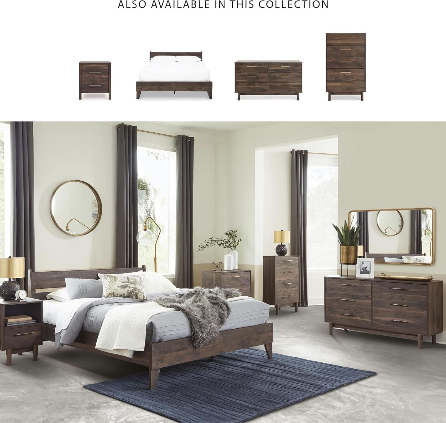 Calverson Six Drawer Dresser Dark Brown Goldtone Pulls