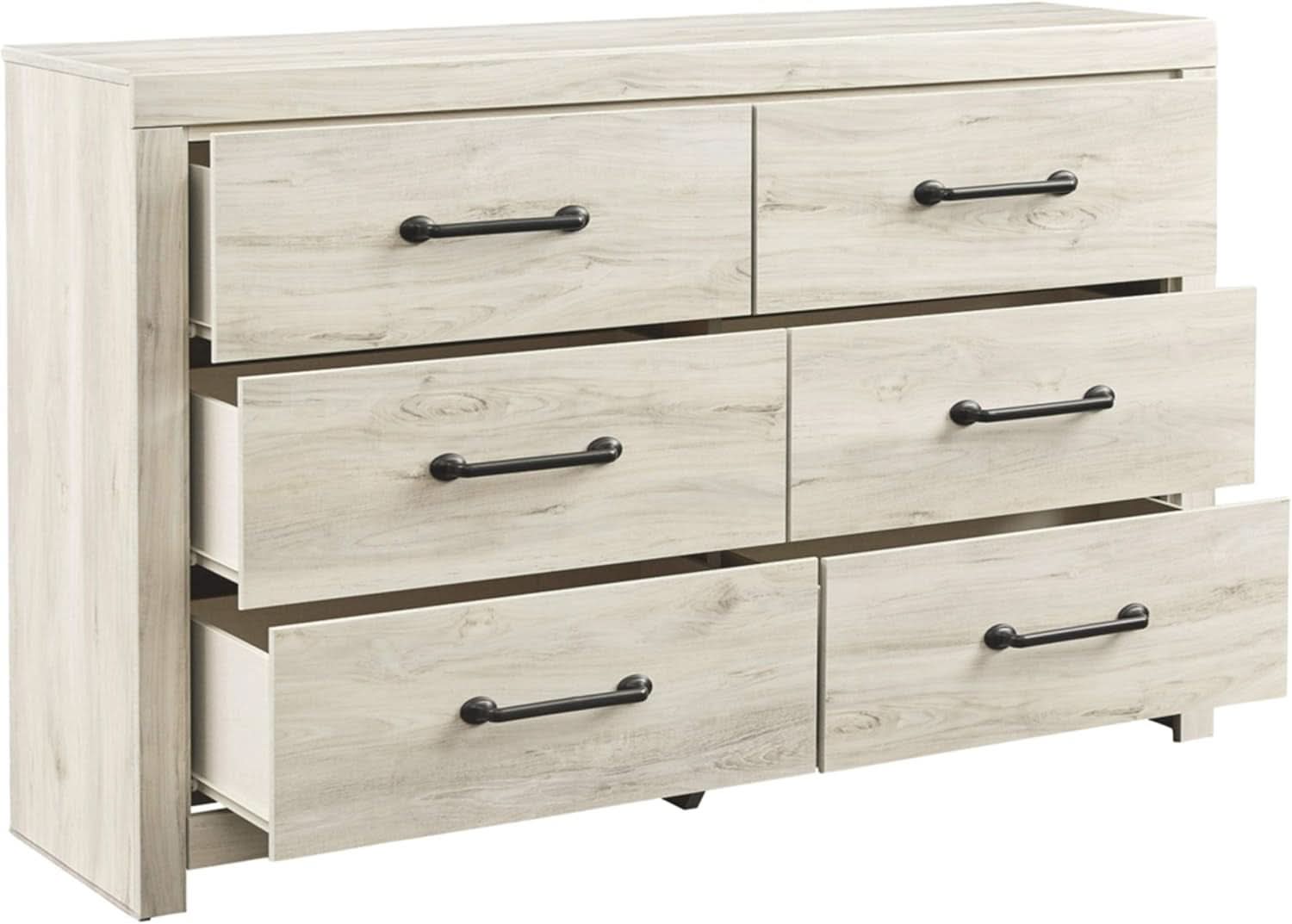 Cambeck Farmhouse Industrial 6 Drawer Dresser Whitewash