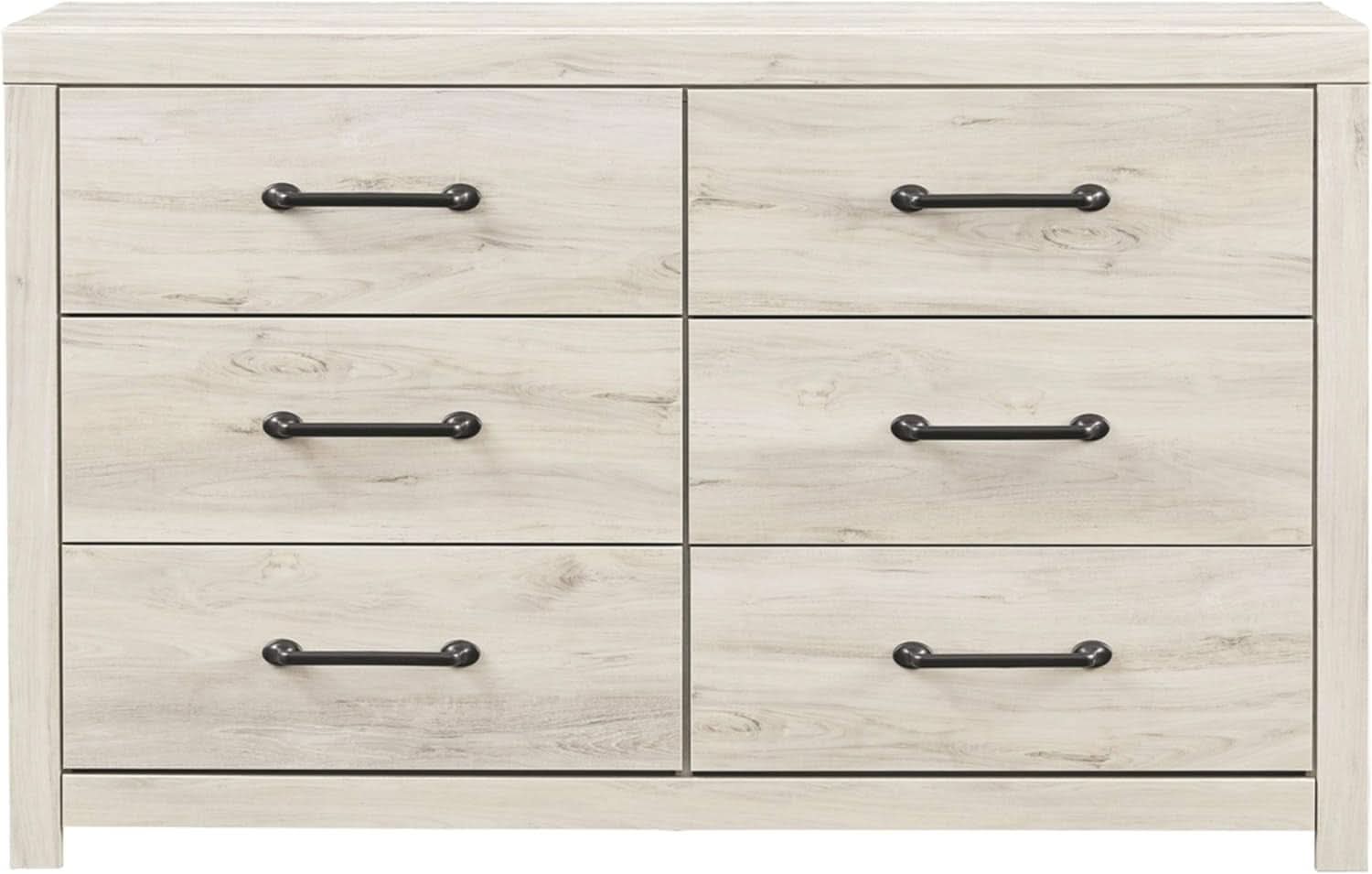 Cambeck Farmhouse Industrial 6 Drawer Dresser Whitewash