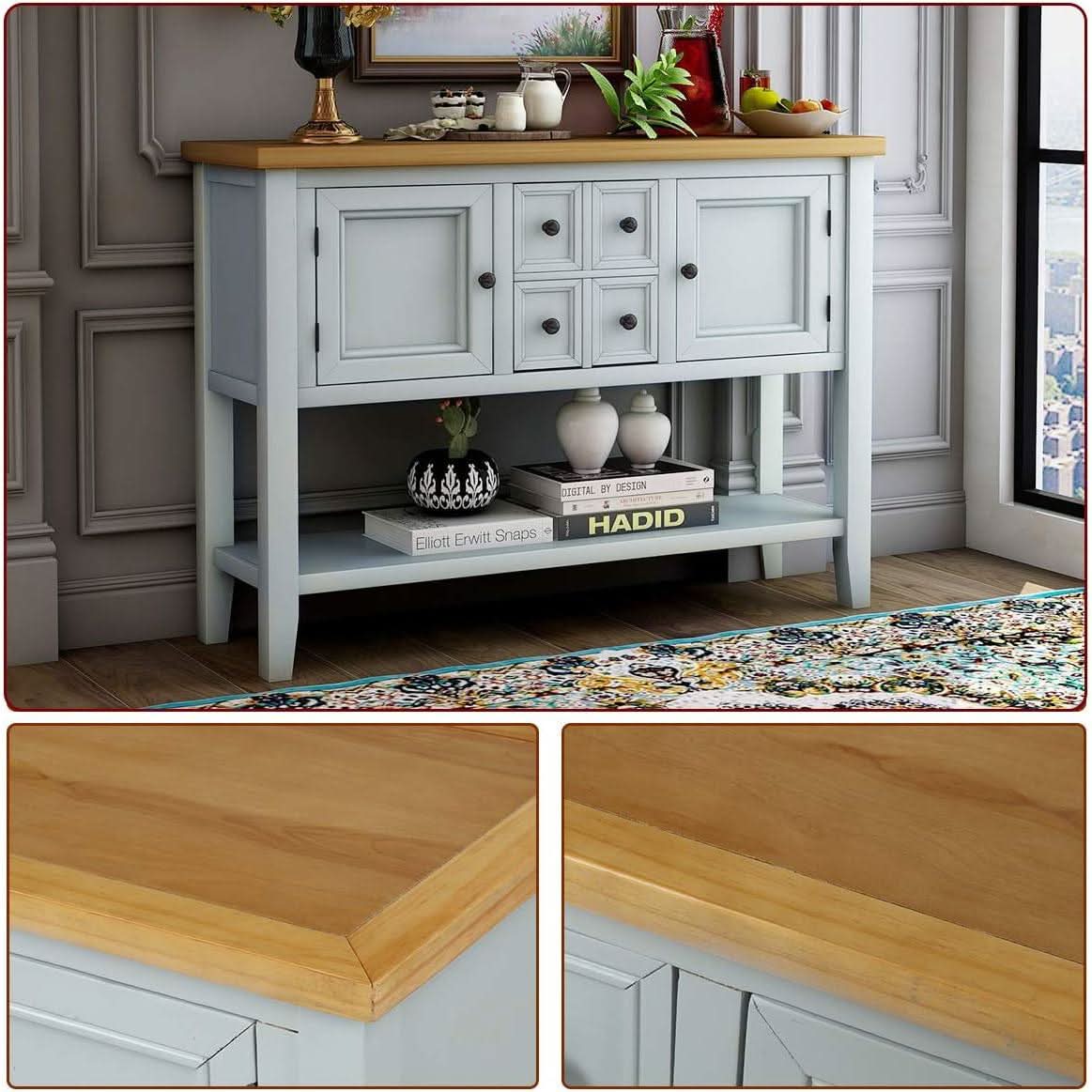 Cambridge Lime White Sideboard Table With Bottom Shelf