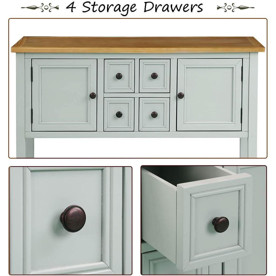 Cambridge Lime White Sideboard Table With Bottom Shelf
