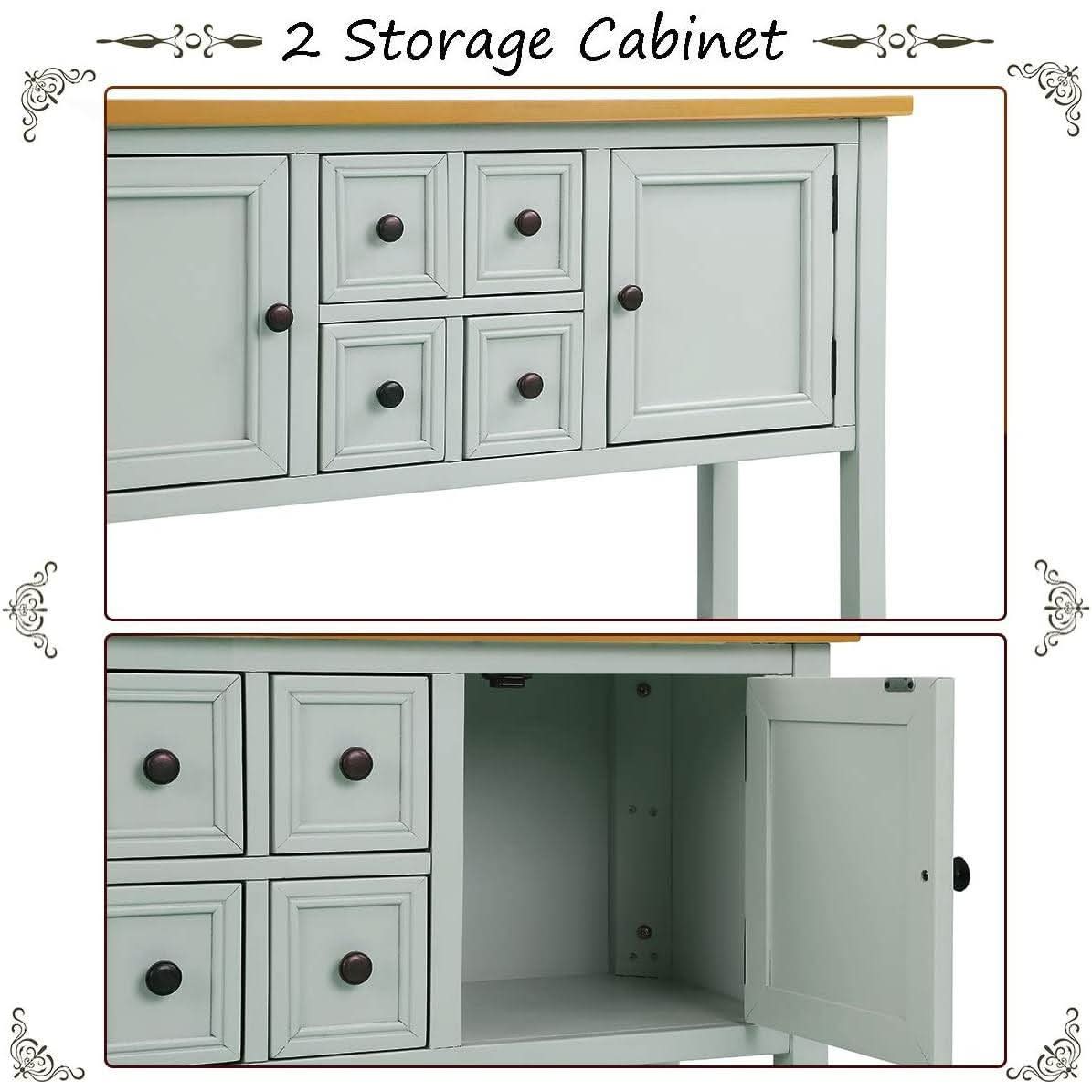 Cambridge Lime White Sideboard Table With Bottom Shelf
