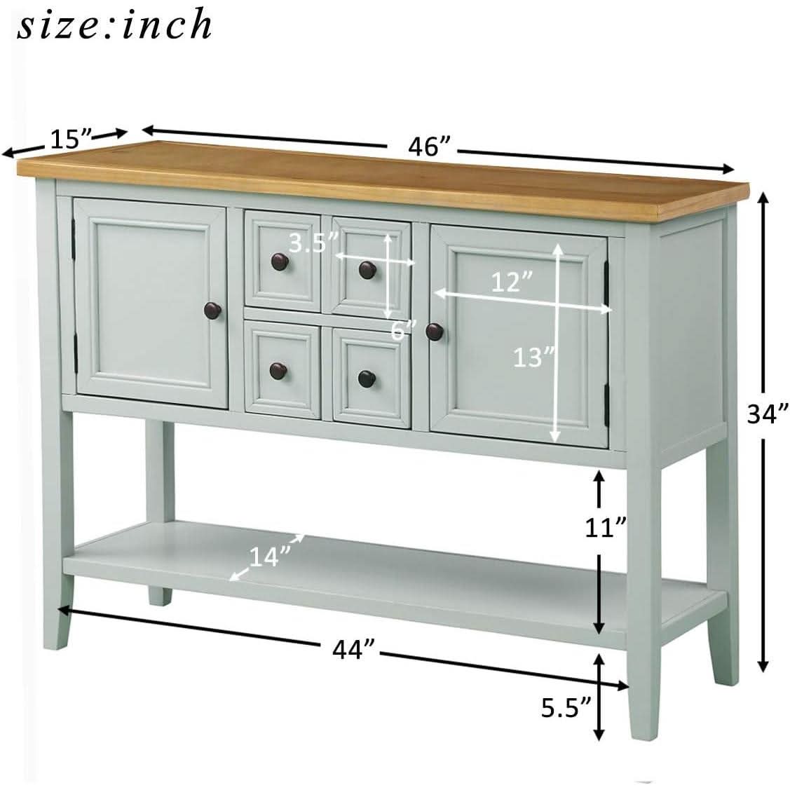 Cambridge Lime White Sideboard Table With Bottom Shelf