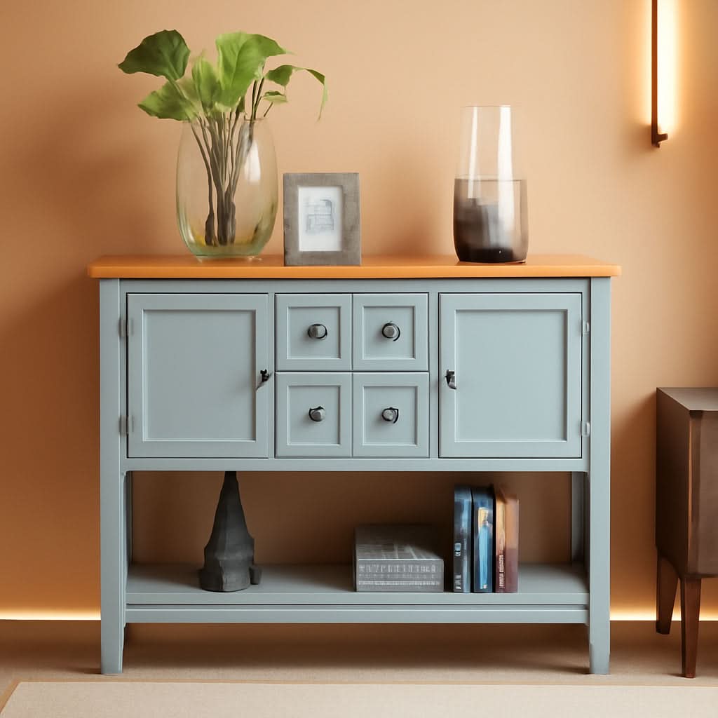 Cambridge Lime White Sideboard Table With Bottom Shelf