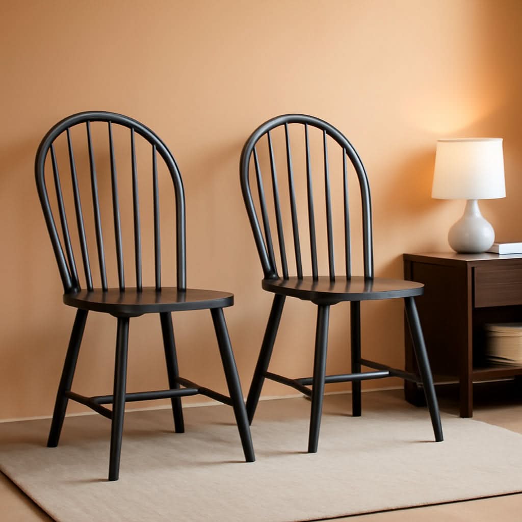 Camden 18 Inch Spindle Back Black Dining Chairs Set Of 2