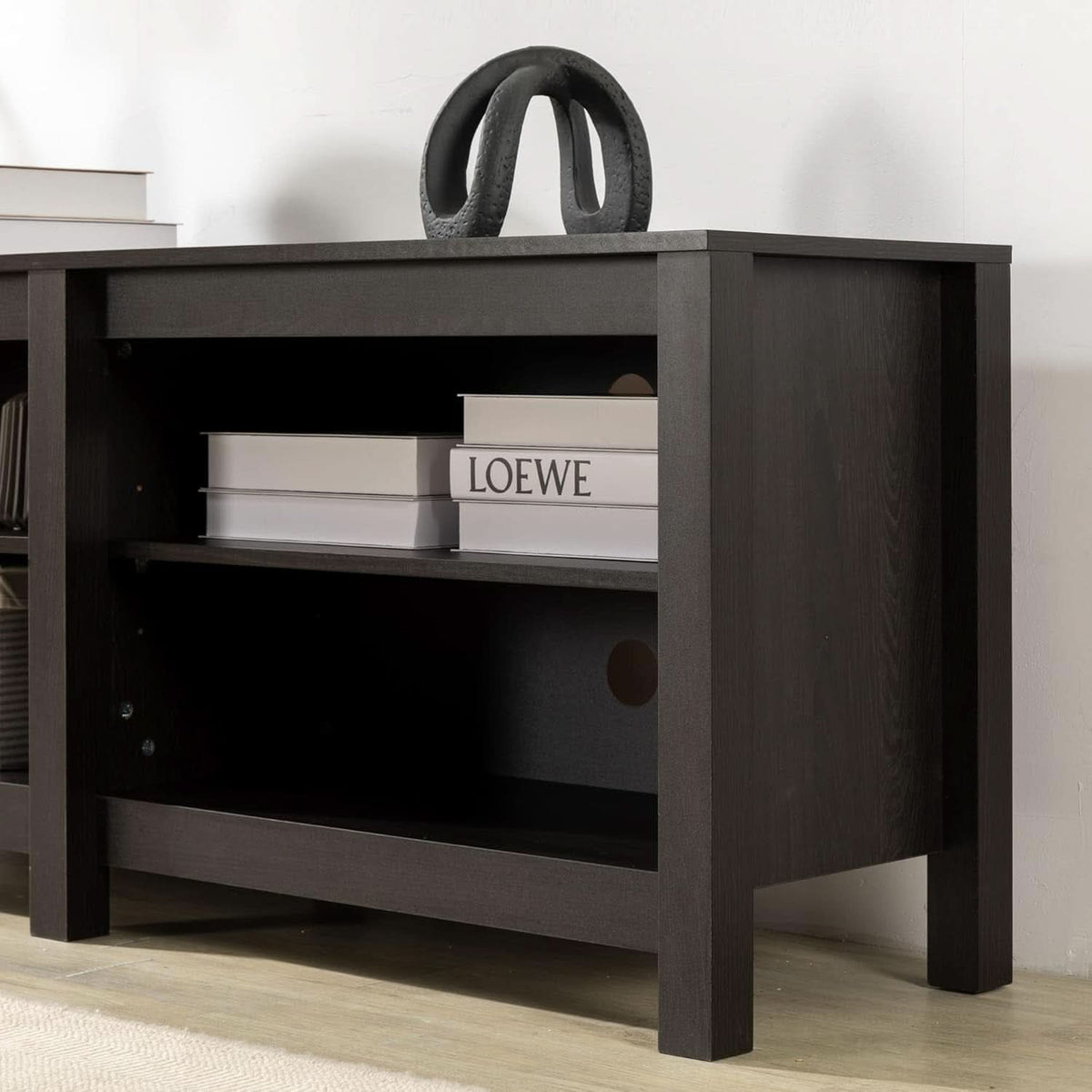 Camden TV Stand for 65 Inch TVs Espresso Open Shelving Storage