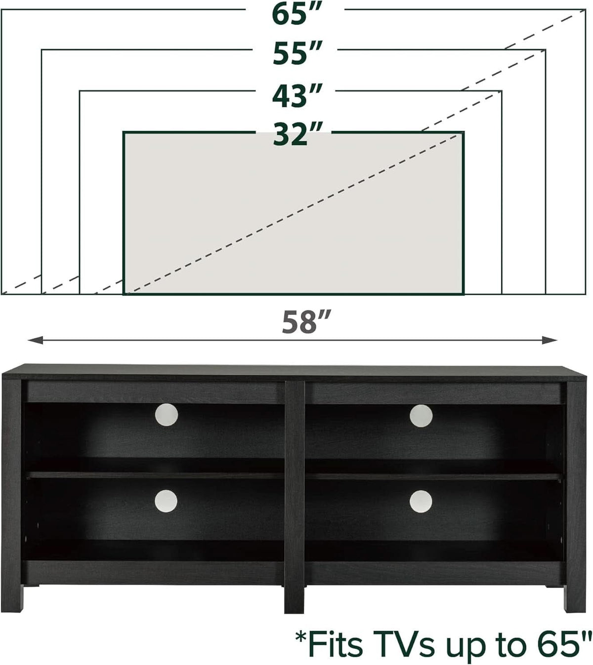 Camden TV Stand for 65 Inch TVs Espresso Open Shelving Storage