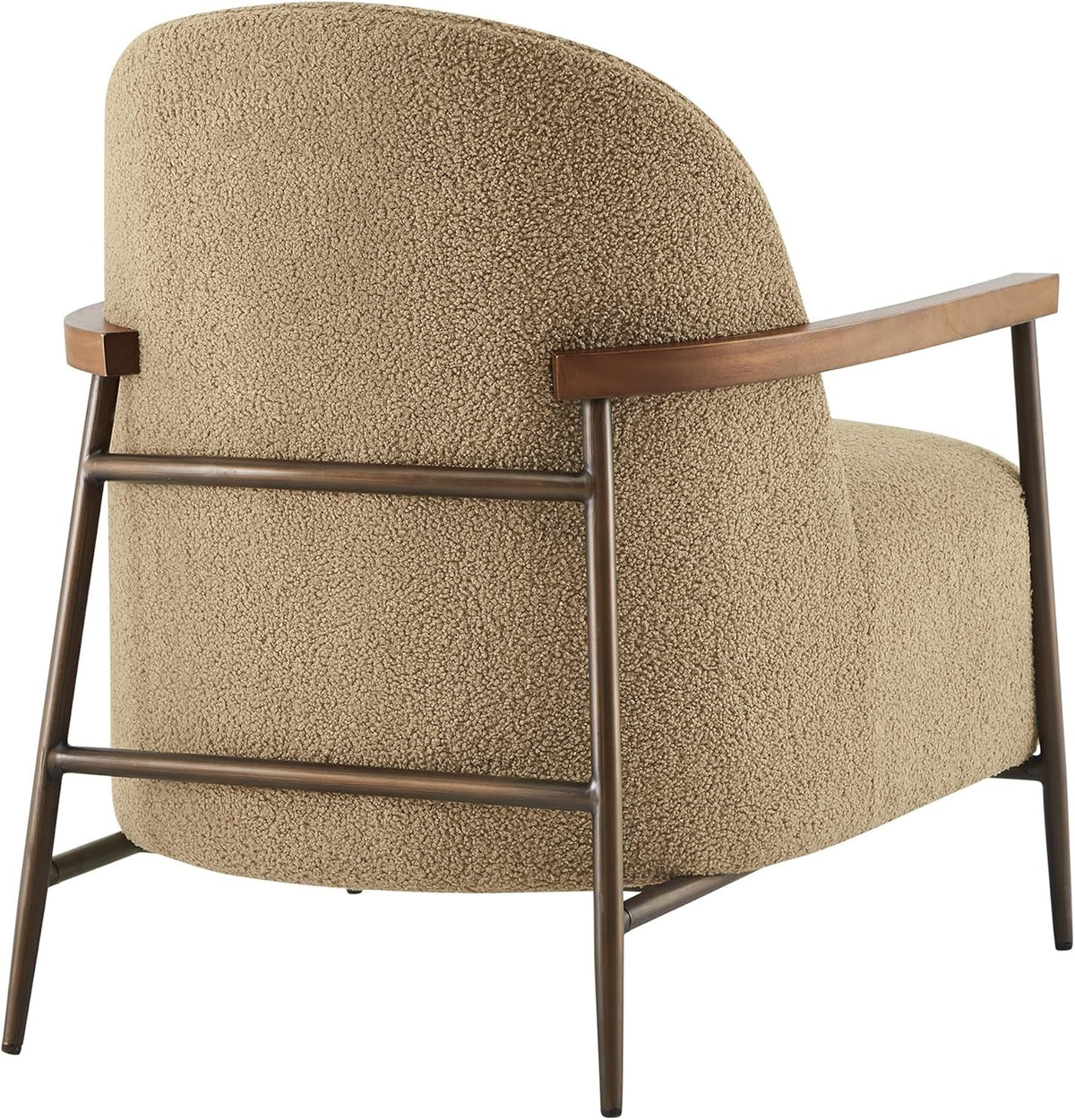 Camel Faux Sherpa Upholstered Armchair Modern Collection