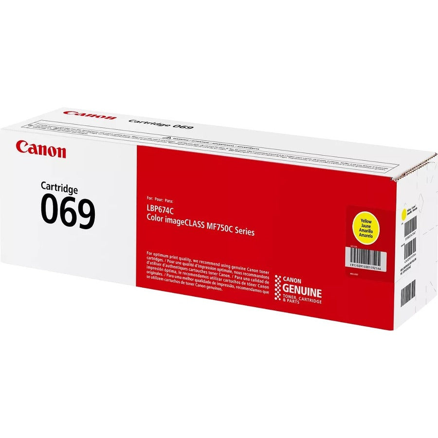 Canon 069 Original Standard Yield Laser Toner Cartridge - Yellow - 1 Pack - 1900 Pages
