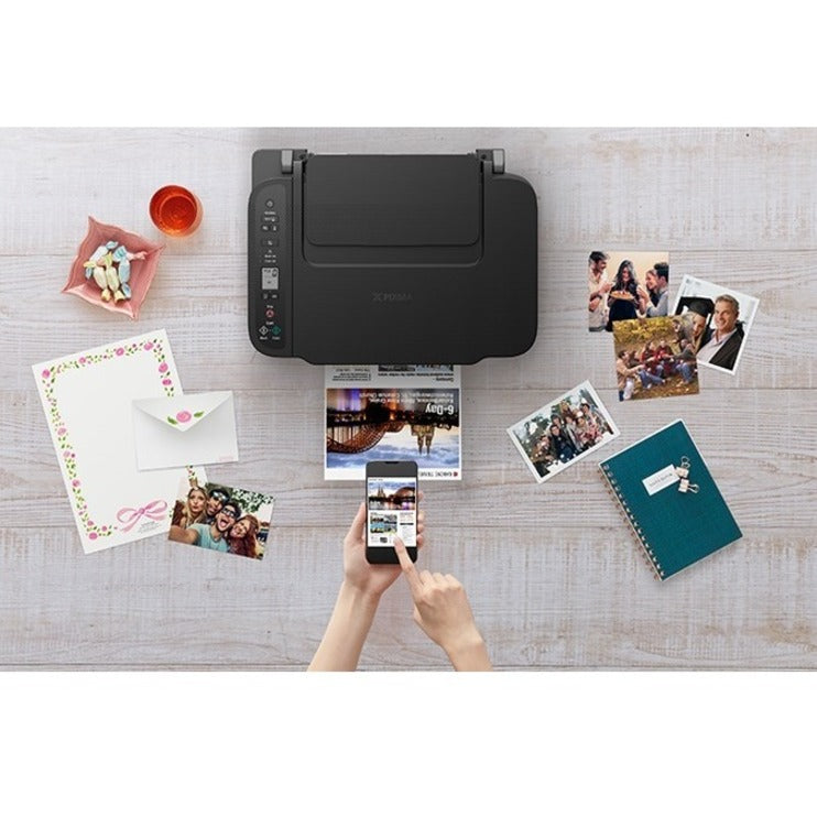 Canon PIXMA TS3520 Inkjet Multifunction Printer-Color-Black-Copier/Scanner-4800x1200 dpi Print-60 sheets Input-1200 dpi Optical Scan-Wireless LAN-Wireless PictBridge-Mopria-Canon PRINT Application-PIXMA Cloud Link-PIXMA Chat Print 4977C002