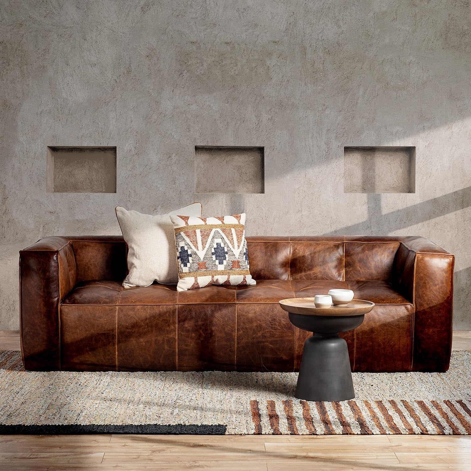 Capa Sofa Full Grain Leather In Chocolate Brown Finish