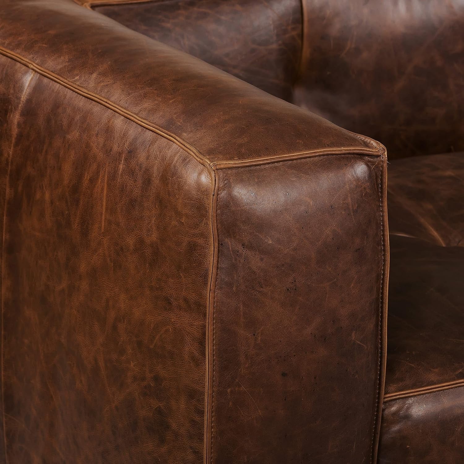 Capa Sofa Full Grain Leather In Chocolate Brown Finish