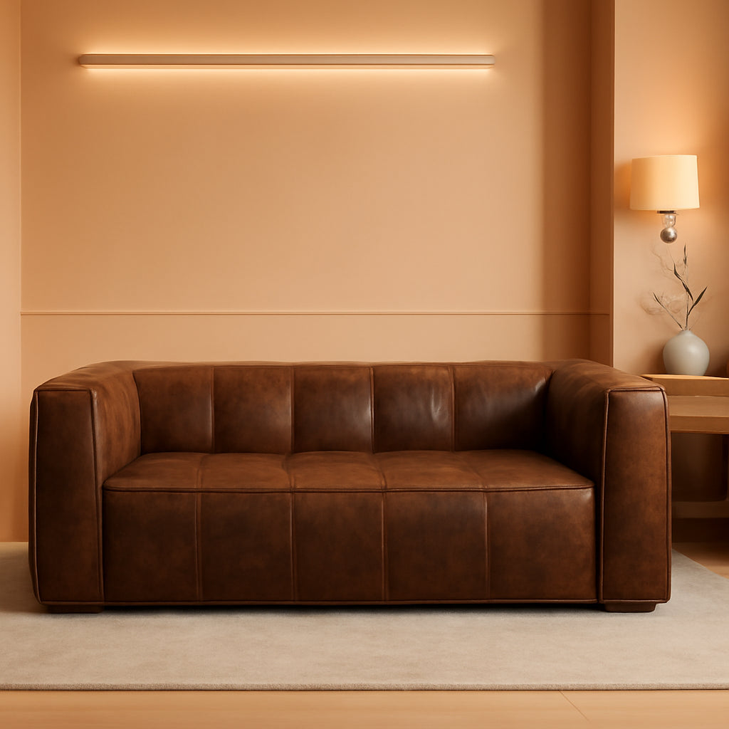 Capa Sofa Full Grain Leather In Chocolate Brown Finish