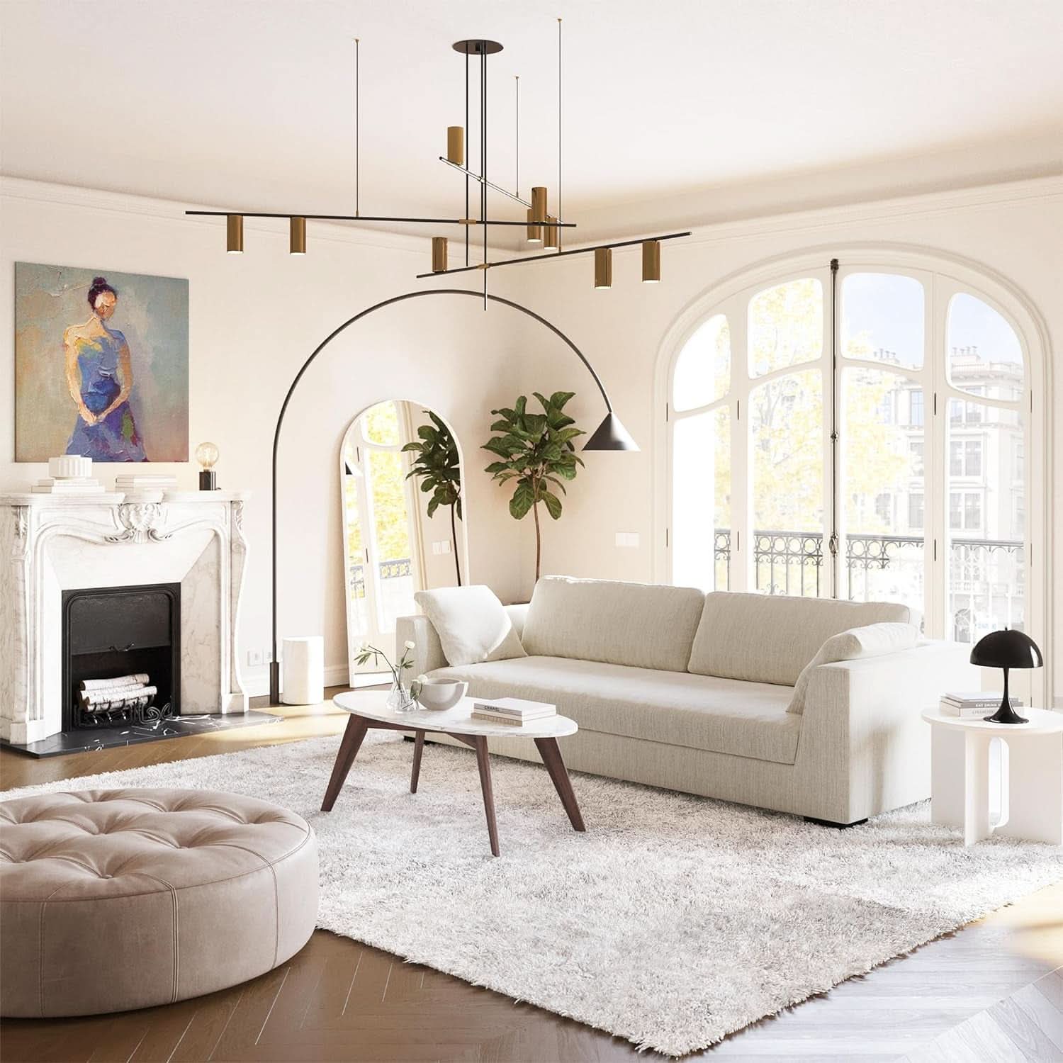 Capri Fabric Sofa Bright Ash Down Pillows Modern Living