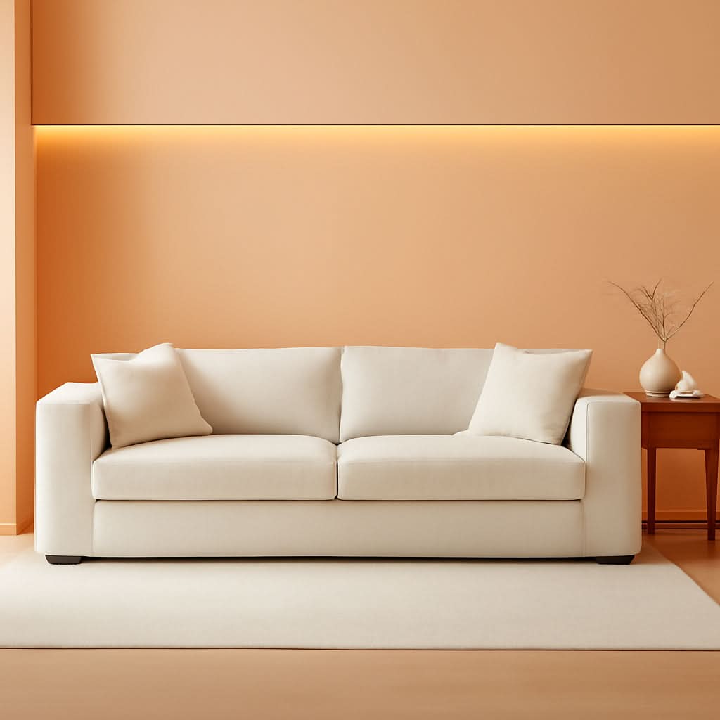 Capri Fabric Sofa Bright Ash Down Pillows Modern Living