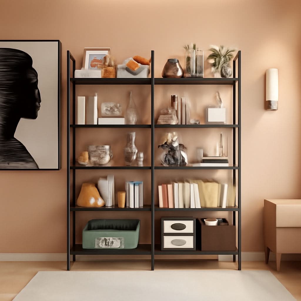 Carbon Fiber Bookshelf 5 Tier for Home Office Storage