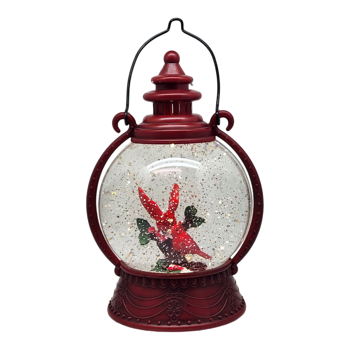 Cardinal Lighted Spinning Water Globe - Getting Ready To Fly