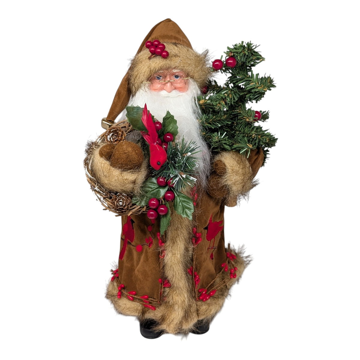 Cardinal and Berries Santa - 15"