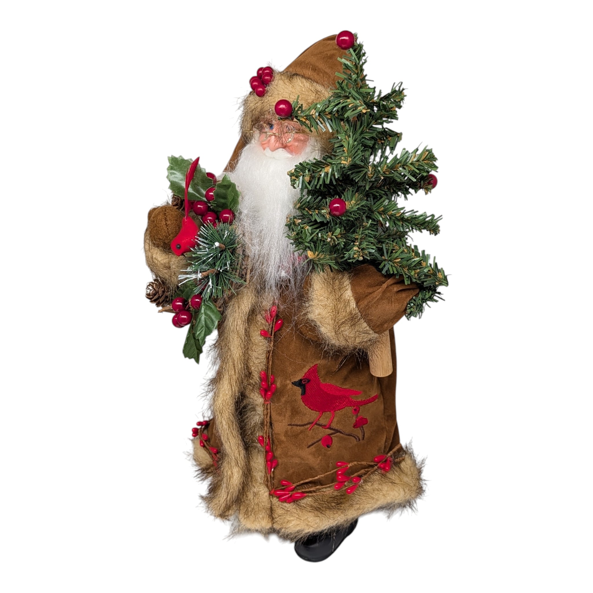 Cardinal and Berries Santa - 15"