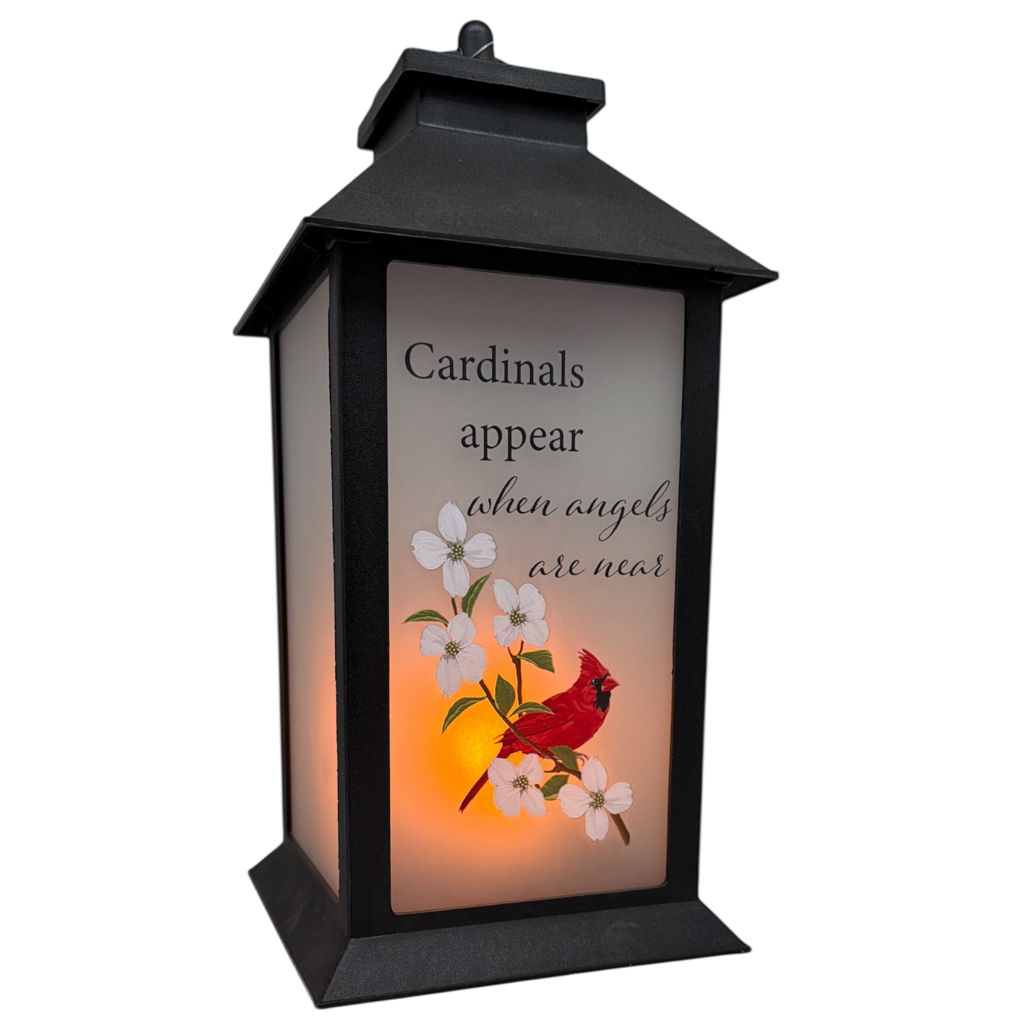 Cardinals Appear Lantern with LED Candle