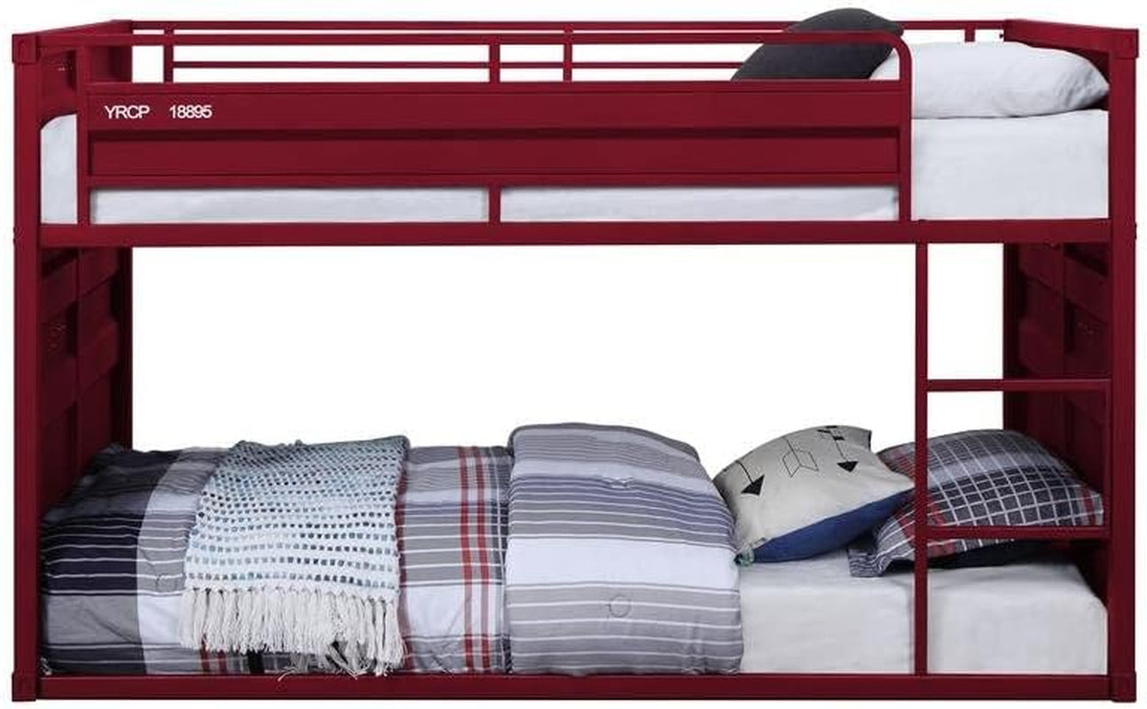 Cargo Twin Over Twin Metal Bunk Bed In Red With Ladder