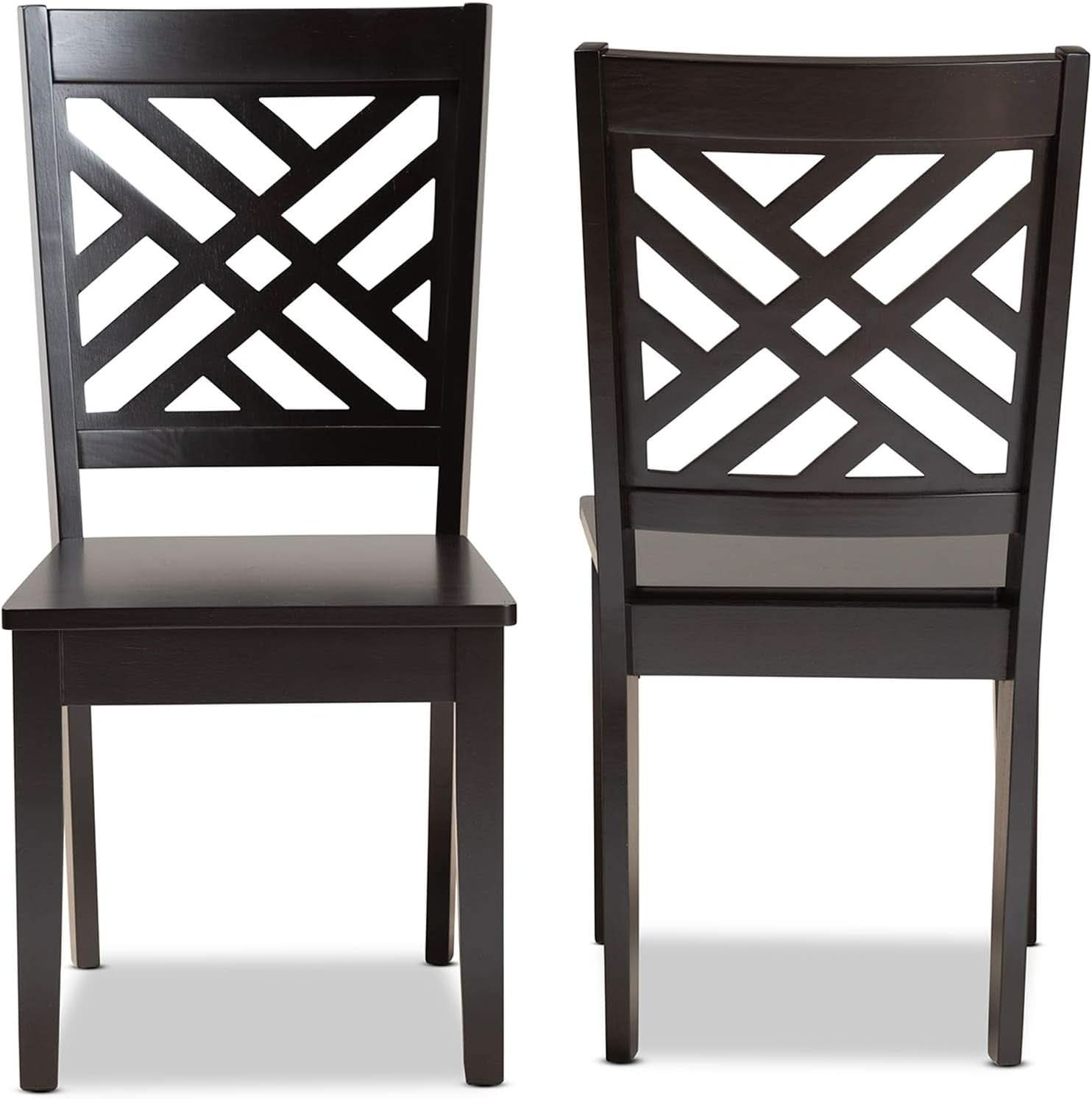 Caron Dark Brown Wood Dining Chairs Set Two Piece Collection