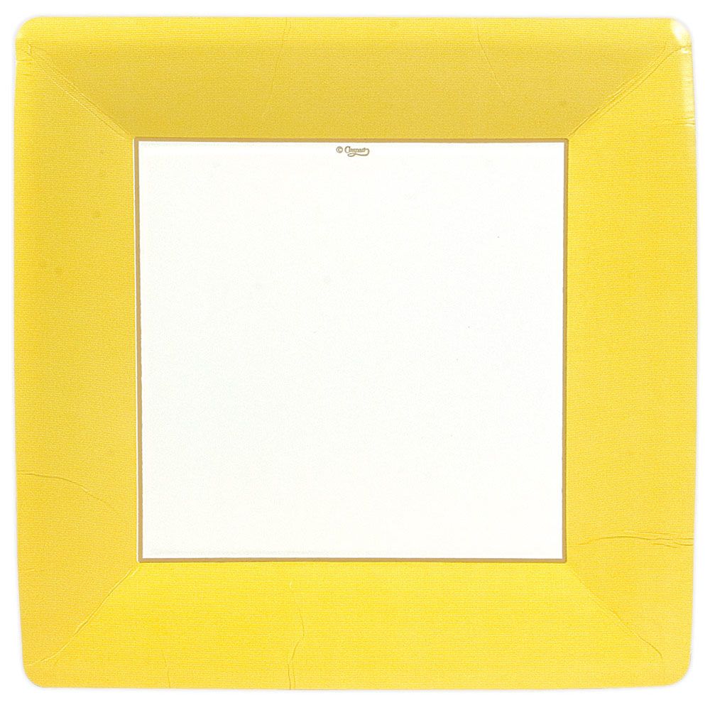 Caspari Grosgrain Border (Yellow) - Dinner Plate