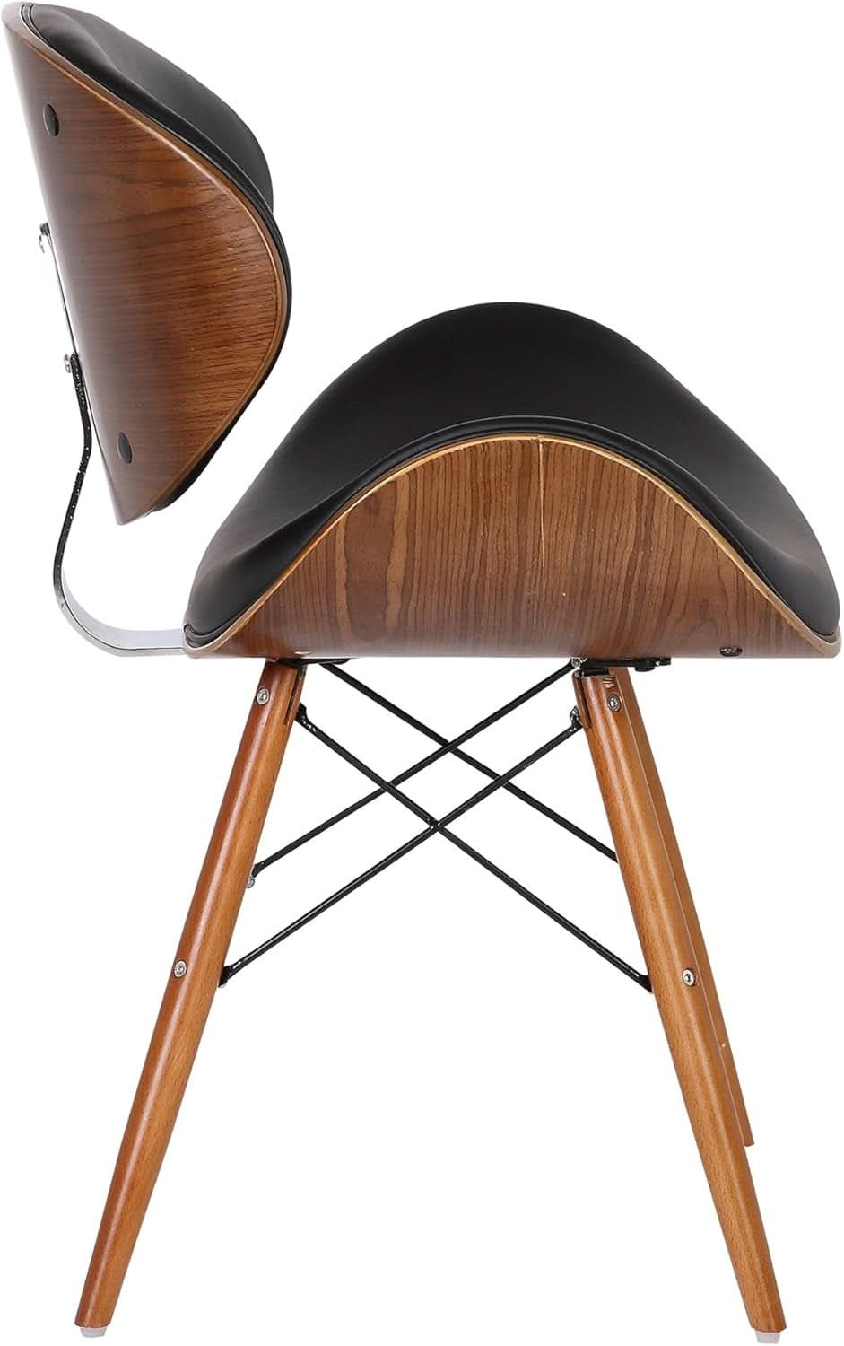 Cassie Dining Chair Black Faux Leather Walnut Wood