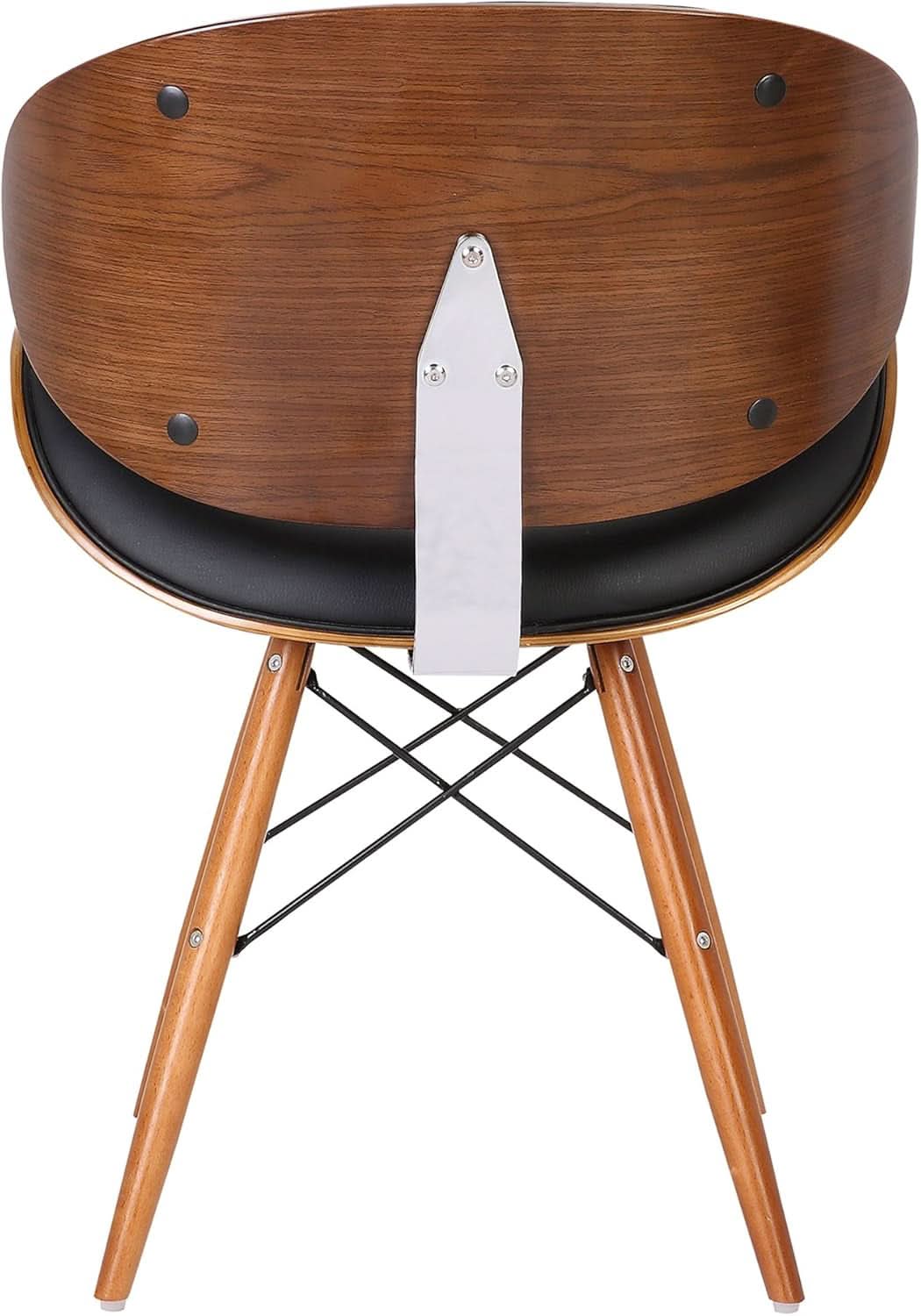 Cassie Dining Chair Black Faux Leather Walnut Wood