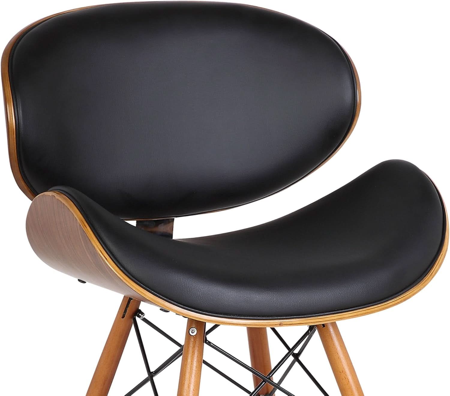 Cassie Dining Chair Black Faux Leather Walnut Wood