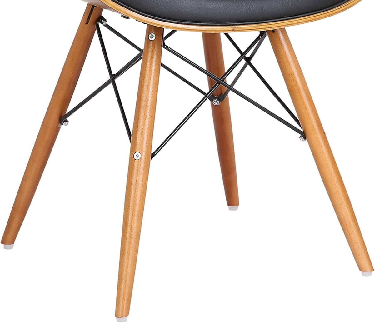 Cassie Dining Chair Black Faux Leather Walnut Wood