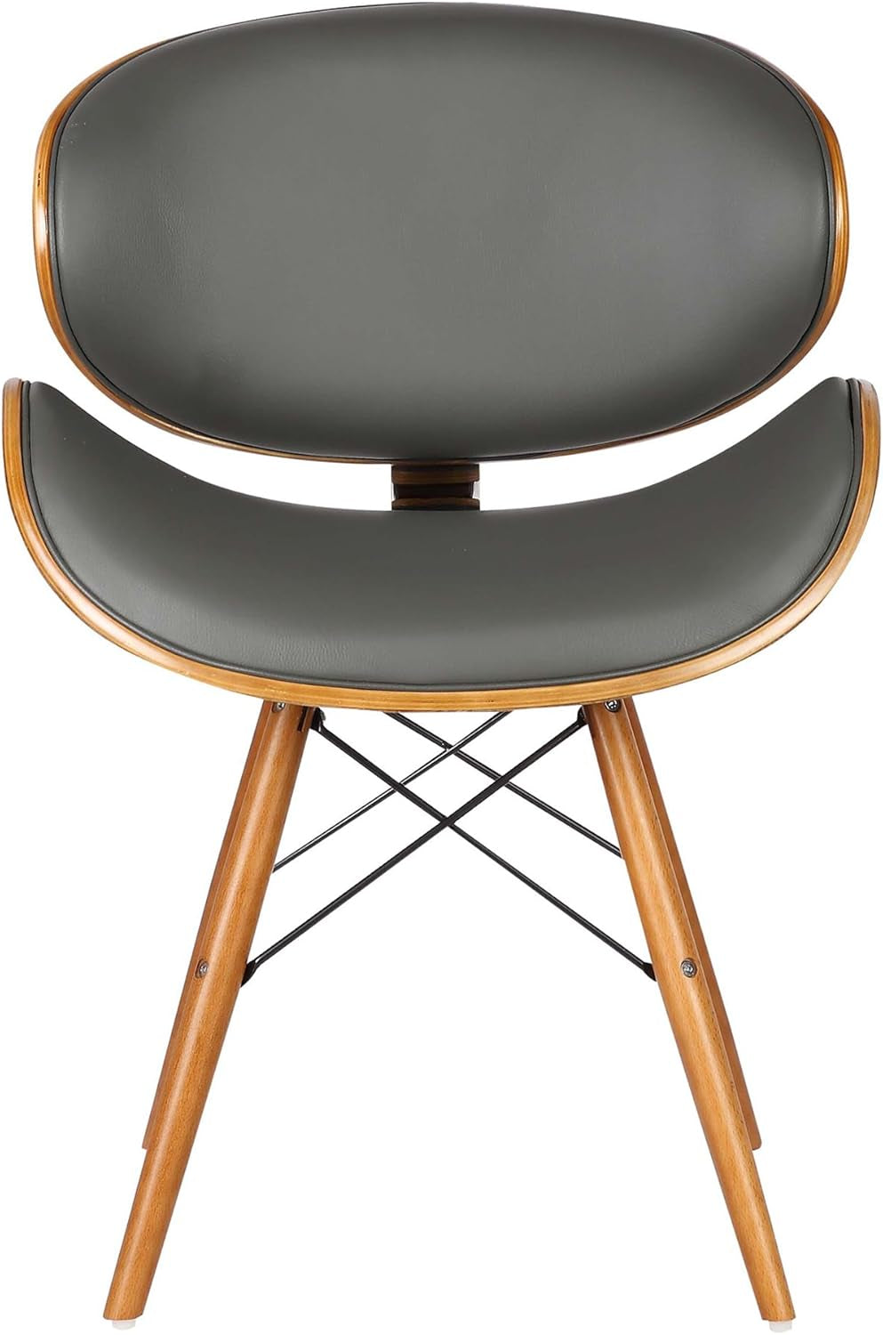 Cassie Dining Chair Grey Faux Leather Walnut Wood Finish