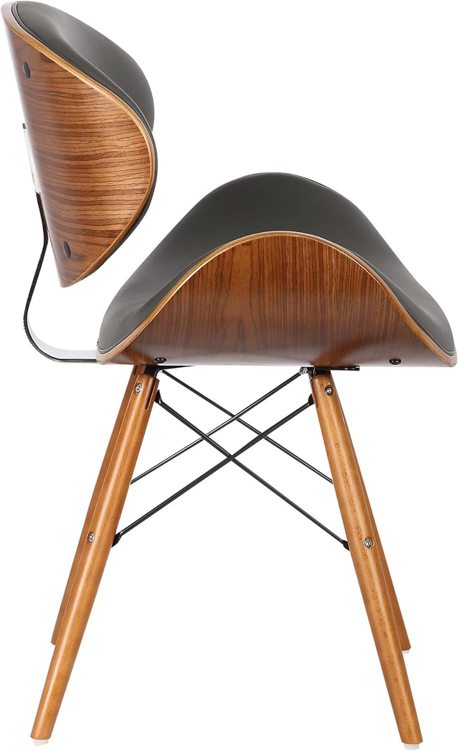 Cassie Dining Chair Grey Faux Leather Walnut Wood Finish