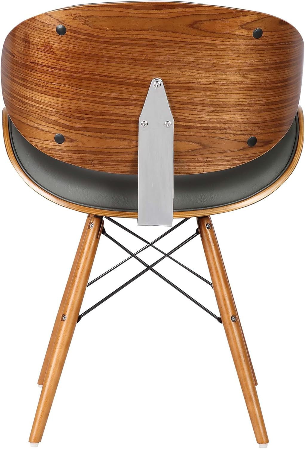 Cassie Dining Chair Grey Faux Leather Walnut Wood Finish