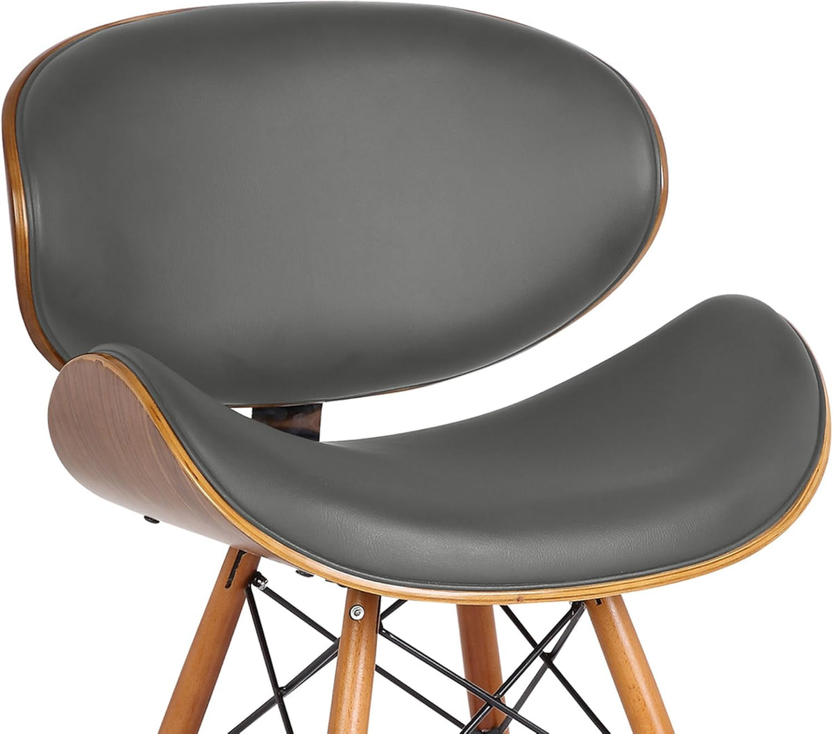 Cassie Dining Chair Grey Faux Leather Walnut Wood Finish