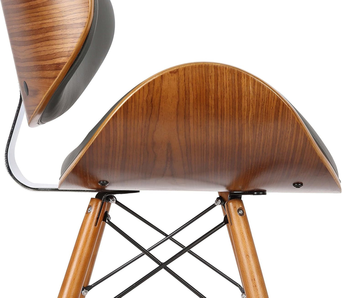 Cassie Dining Chair Grey Faux Leather Walnut Wood Finish