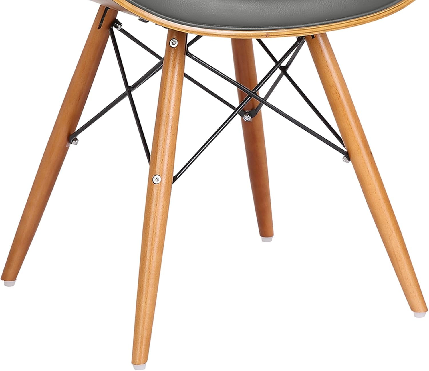 Cassie Dining Chair Grey Faux Leather Walnut Wood Finish