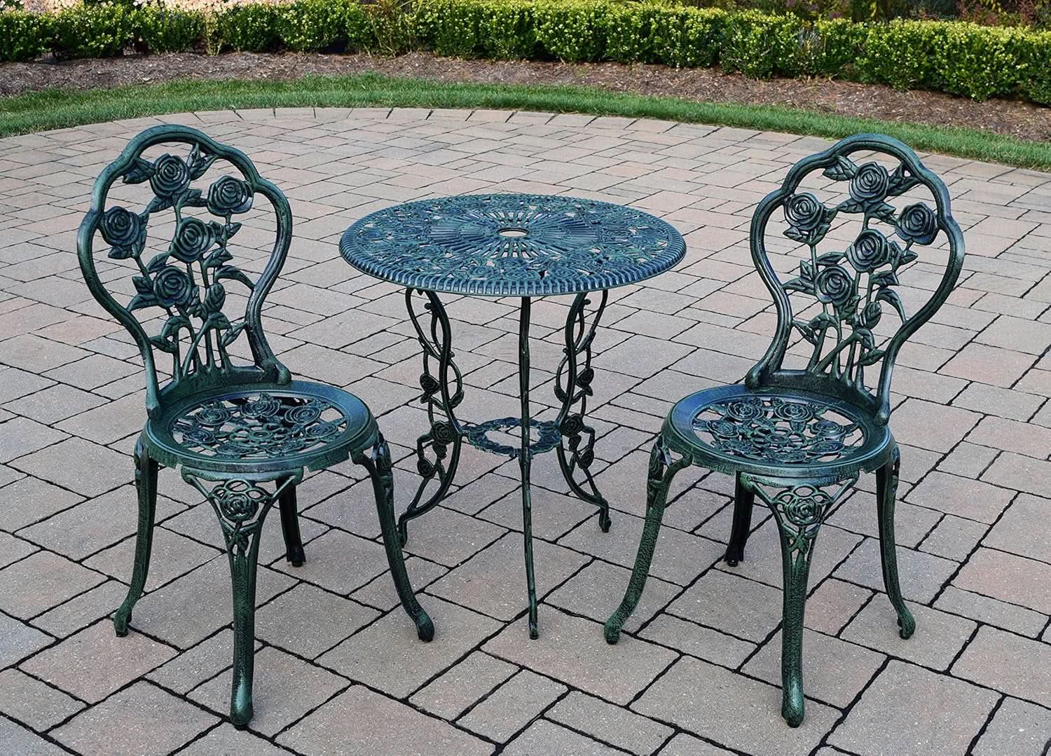 Cast Aluminum Conversation Set Antique Green Patio