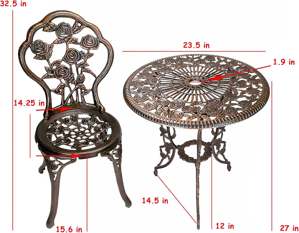 Cast Aluminum Conversation Set Antique Green Patio